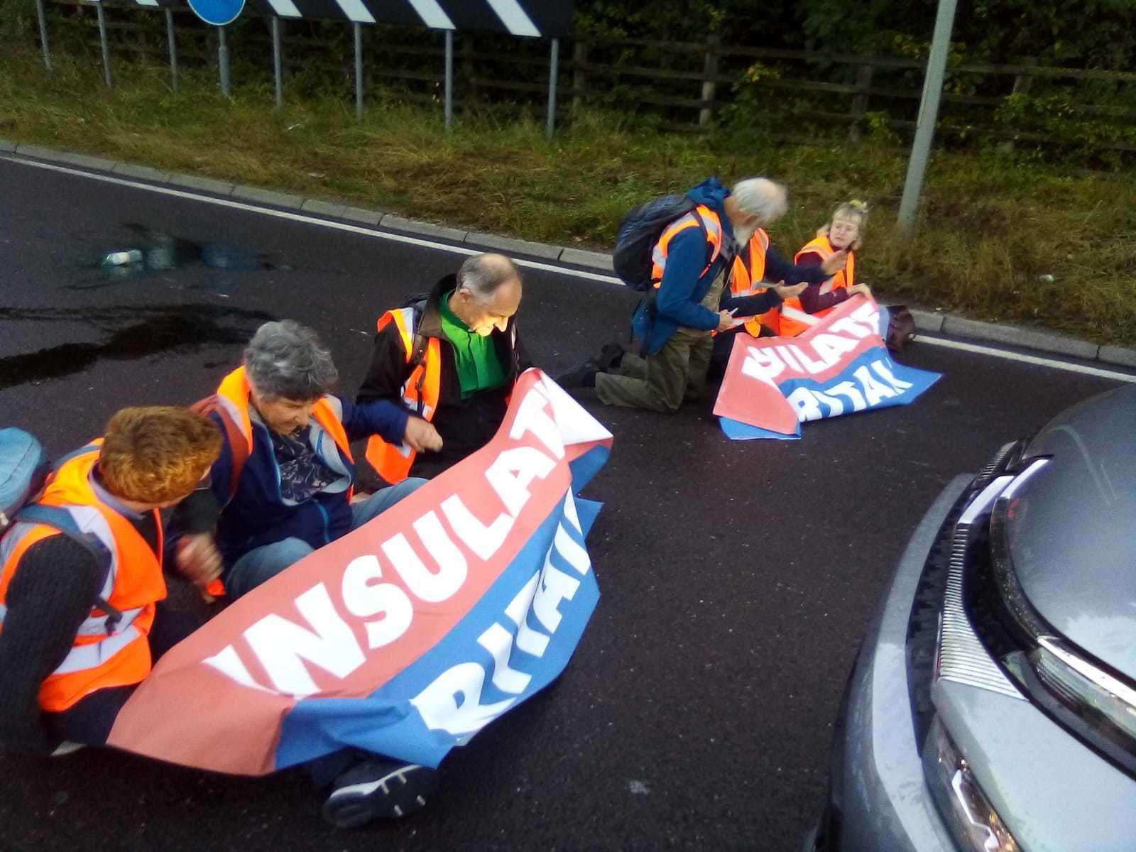 Climate change protesters held up traffic for a seventh time on the M25. Photo: Insulate Britain