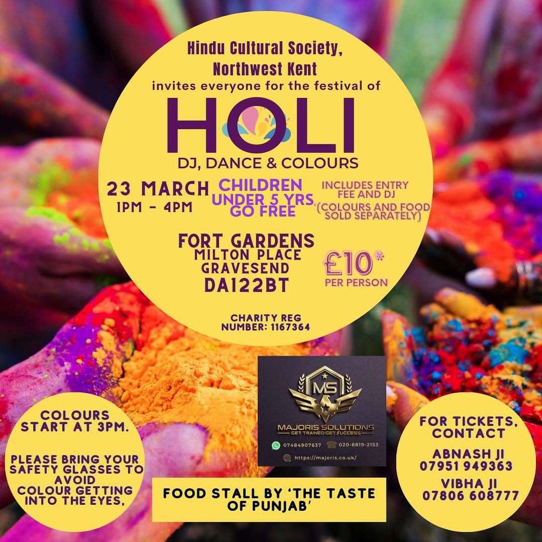 Gravesend Hindu Temple is also having a Holi event
