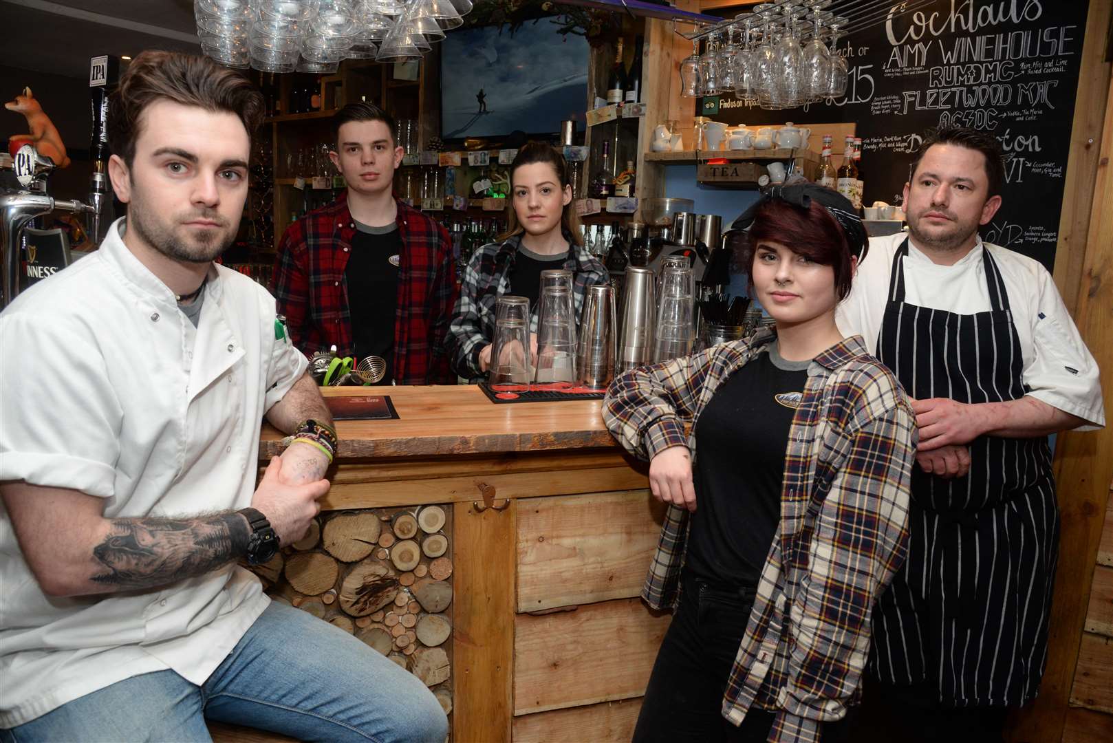 Rock Lodge owner Aaron Neil and his staff at the Rock Lodge Restaurant in Whitstable. Picture: Chris Davey. (1719777)