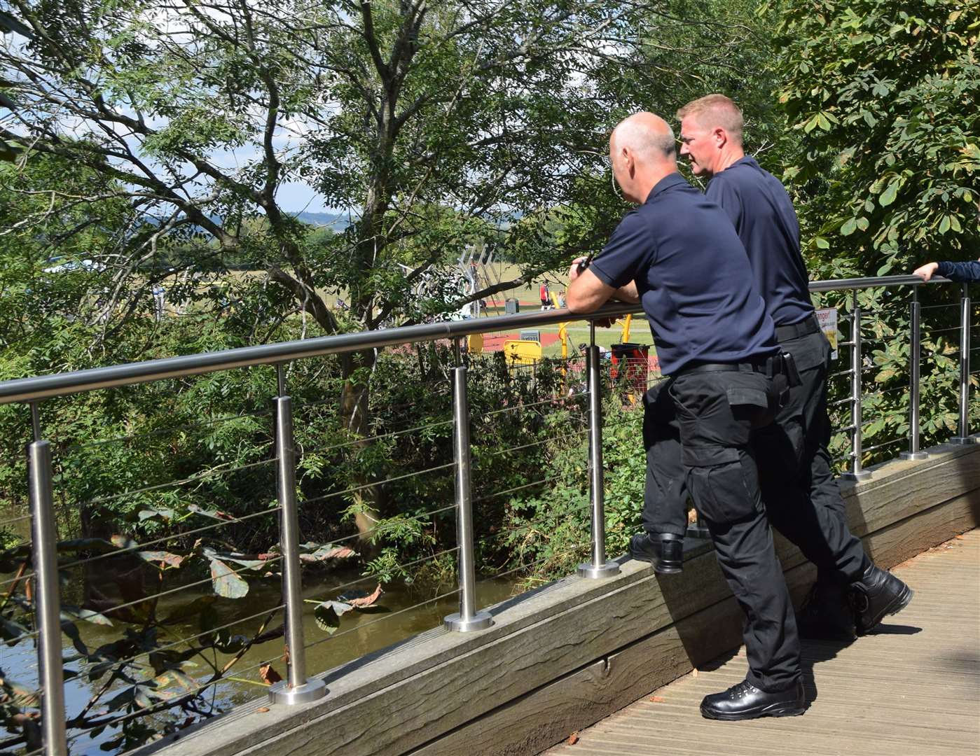 Police, firefighters and search teams were by the river