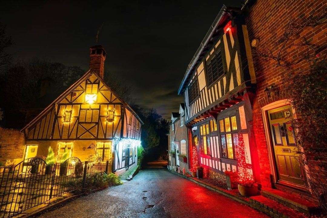 Christmas lights in Chilham. Picture: @markcastrophotography