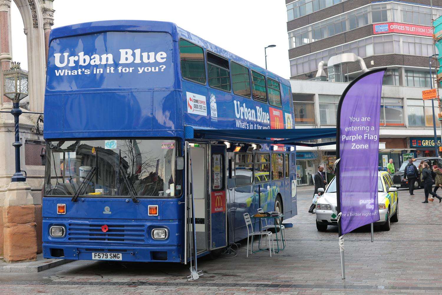 The Urban Blue Bus in Maidstone's Jubilee Square
