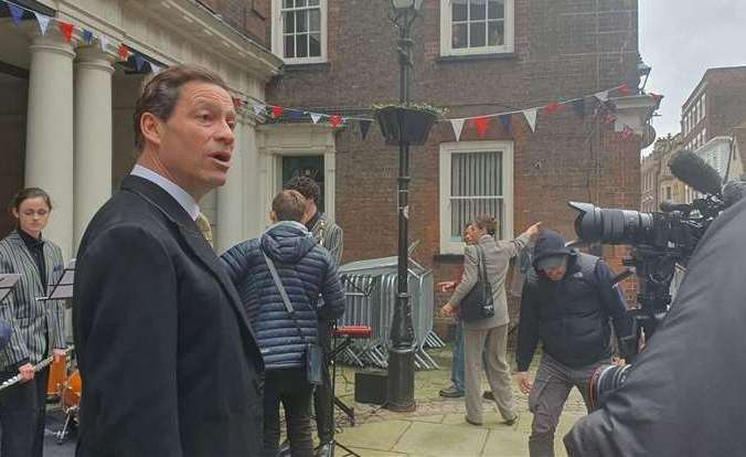 Dominic West was seen filming outside The Guildhall in Rochester High Street