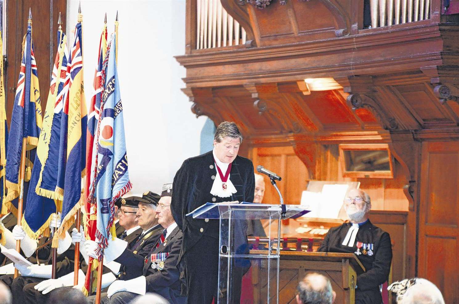 High Sheriff Hugo Fenwick addressed the congregation at the service marking the centenary of the start of the First World War.