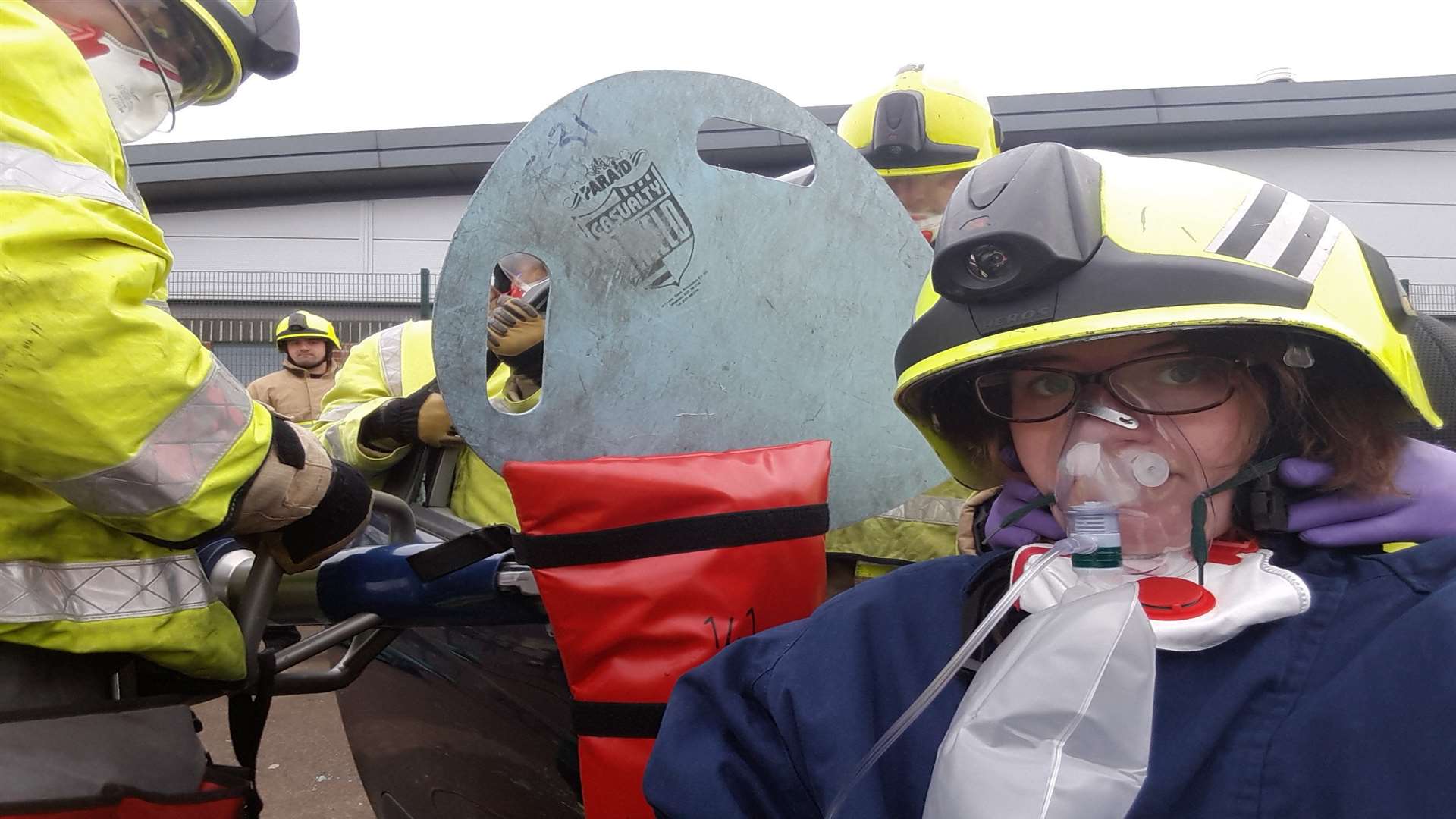 Reporter Lizzie Massey was cut out of a car in a Kent Fire and Rescue Service demonstration to Leigh Academy students