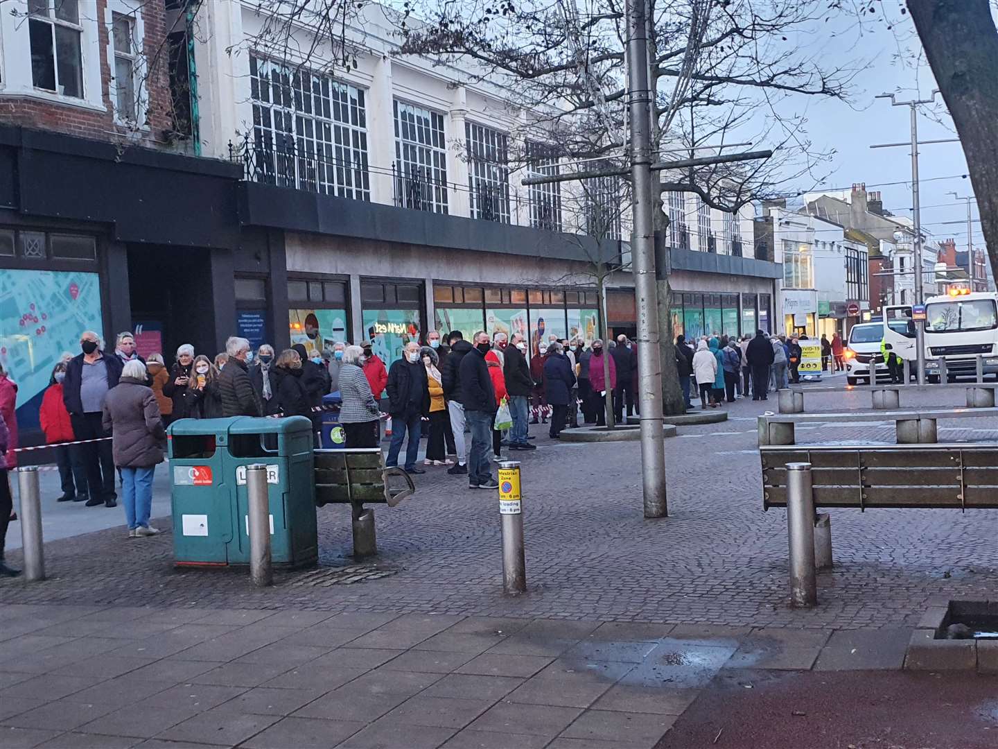 The long lines sparked fears over social distancing. Picture: Sean Axtell