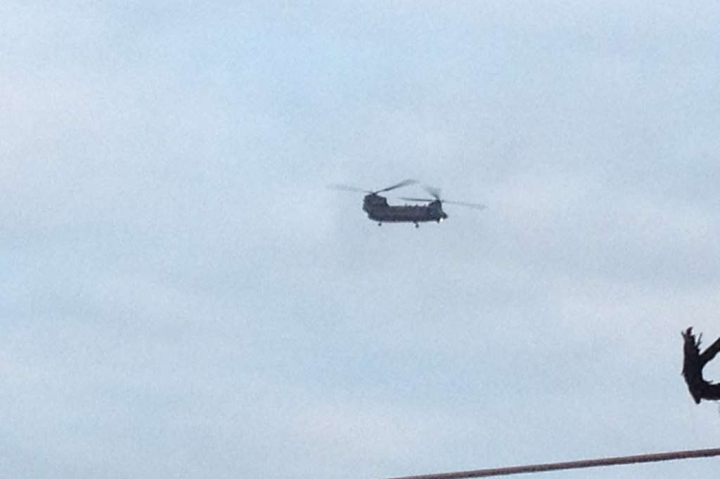Witnesses reported seeing several Chinooks flying over Folkestone last night. Picture: @MarkCookson6