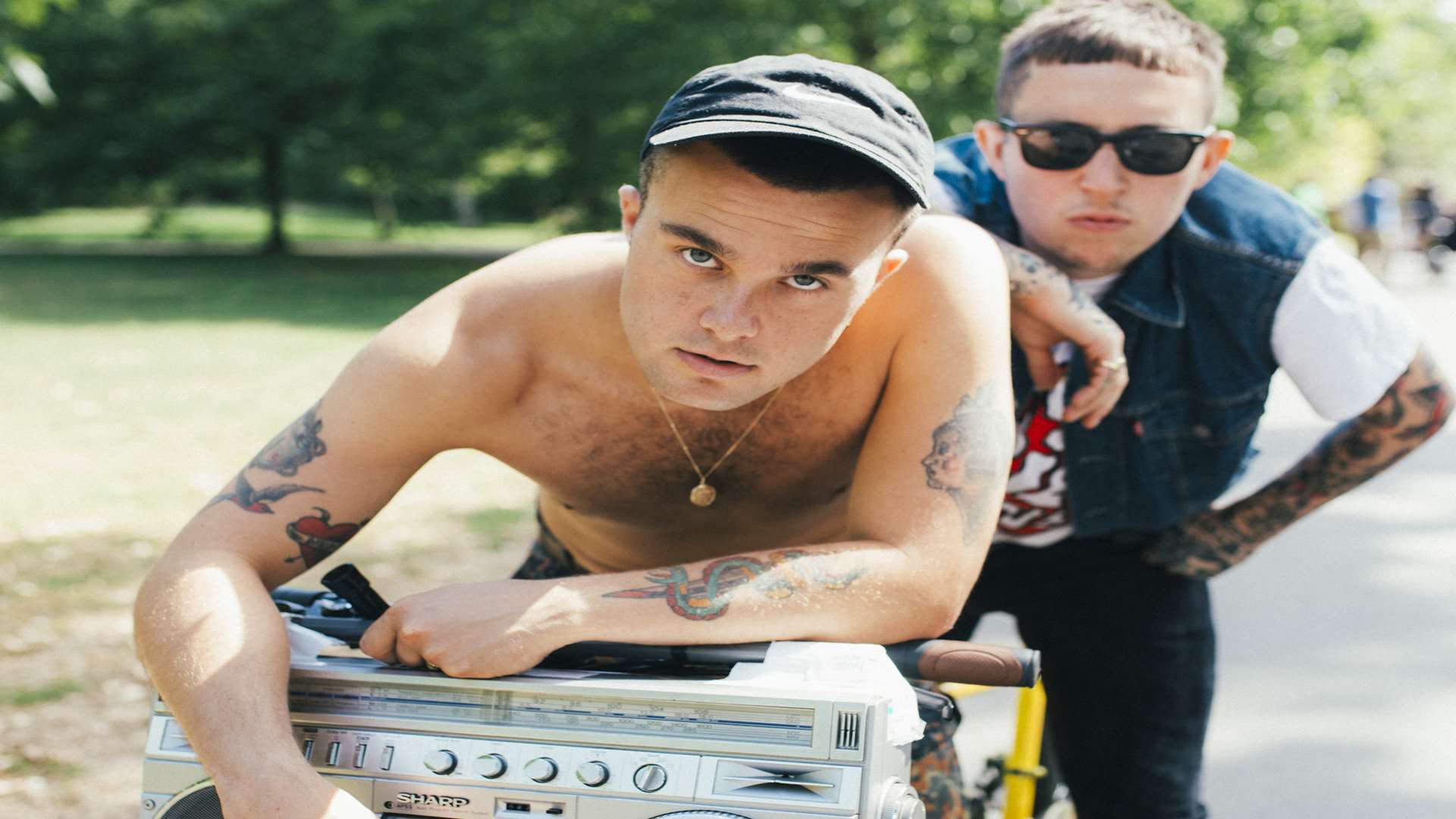 Slaves — made up of Isaac Holman, front, and Laurie Vincent — filmed Take Control in Mote Park