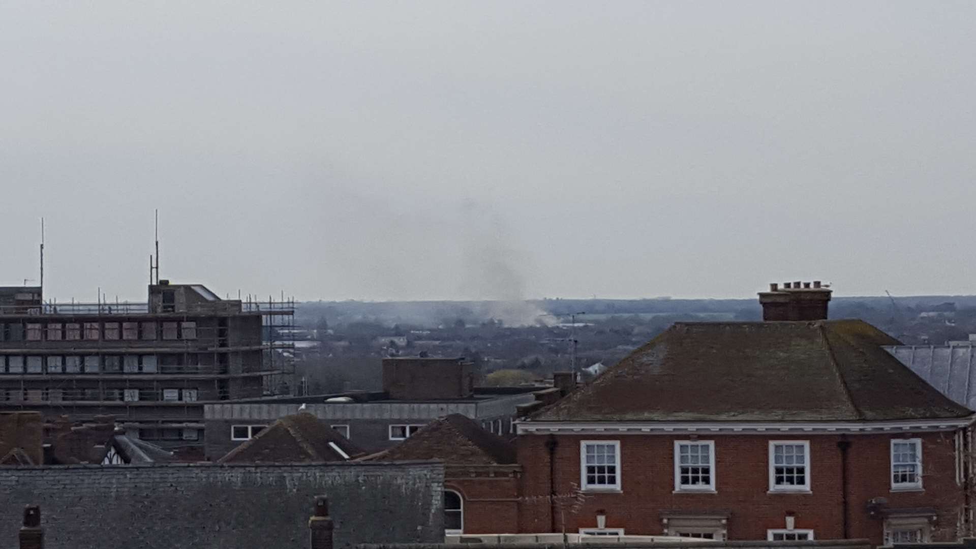 The smoke can be seen from a car park in the town centre