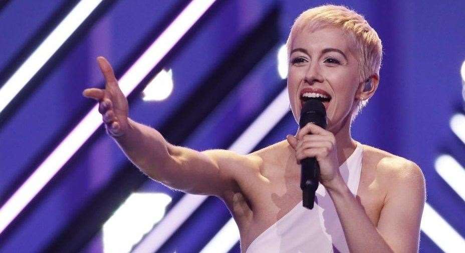 SuRie at the Eurovision Song Contest final in Lisbon in 2017