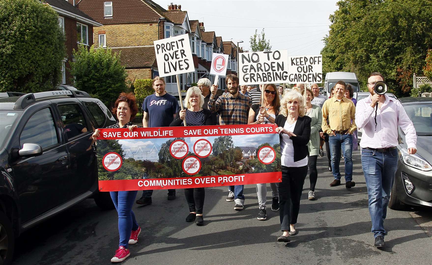 Protestors at Second Avenue, Gillingham, in 2019