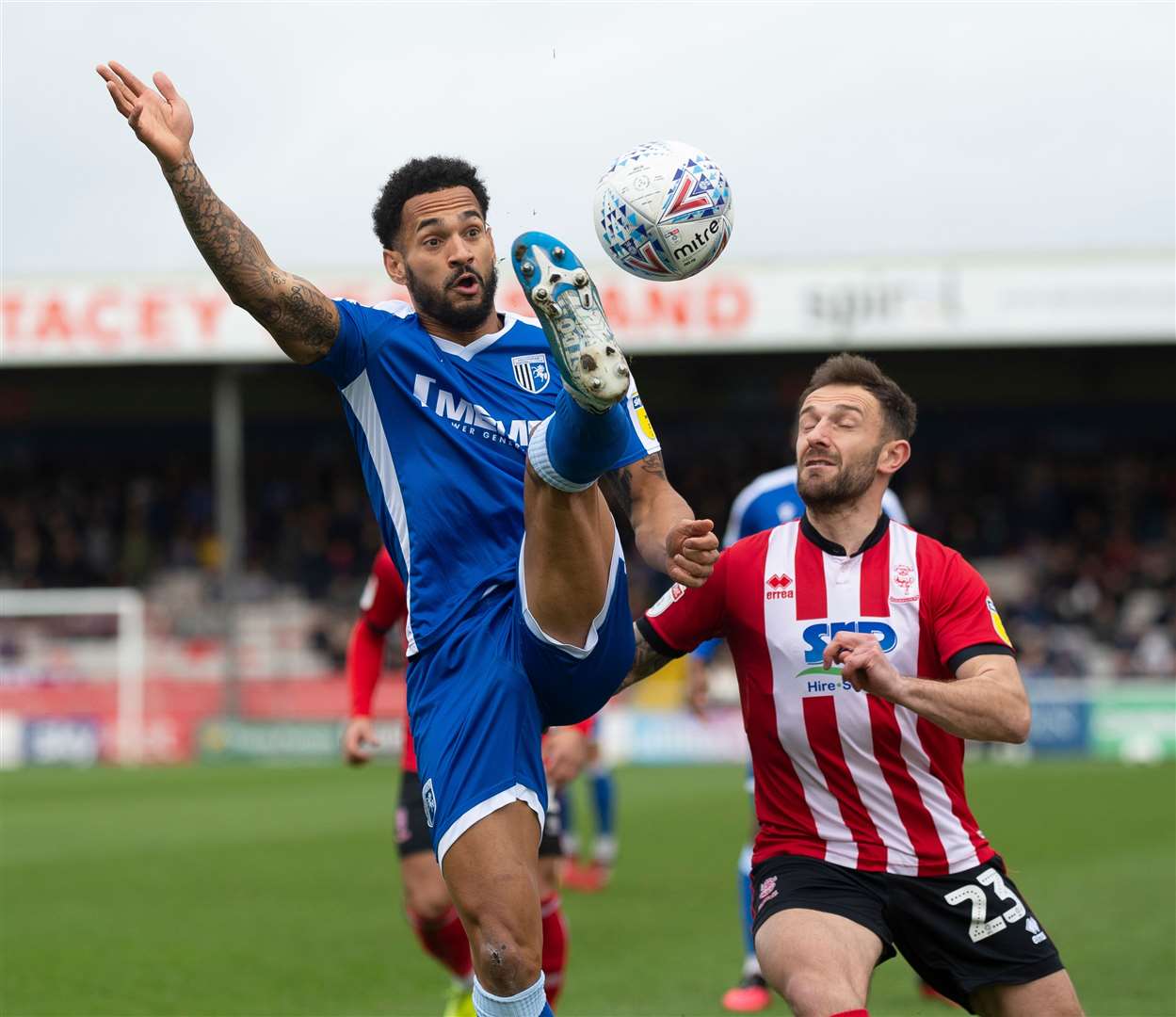 Jordan Roberts in action for Gillingham against Lincoln City Picture: Ady Kerry