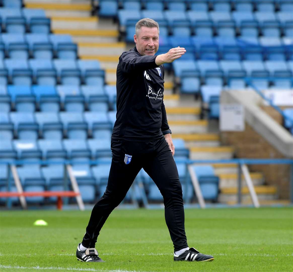 Gillingham manager Neil Harris takes his side back on the road in buoyant mood this weekend. Picture: Barry Goodwin