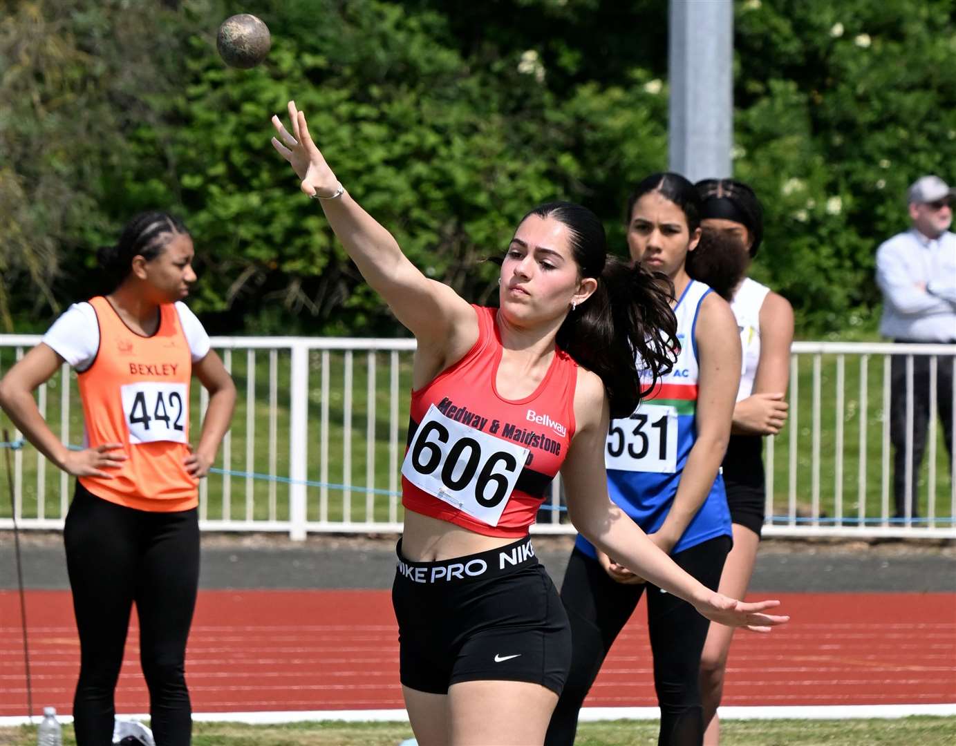 Lily Juan (Medway & Maidstone AC) was sixth in the Under-15 Girls’ shot. Picture: Simon Hildrew