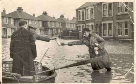 Coronation Road, Sheerness during the 1953 floods on Sheppey. Caroline Stearns, 80, remembers watching this scene from her bedroom