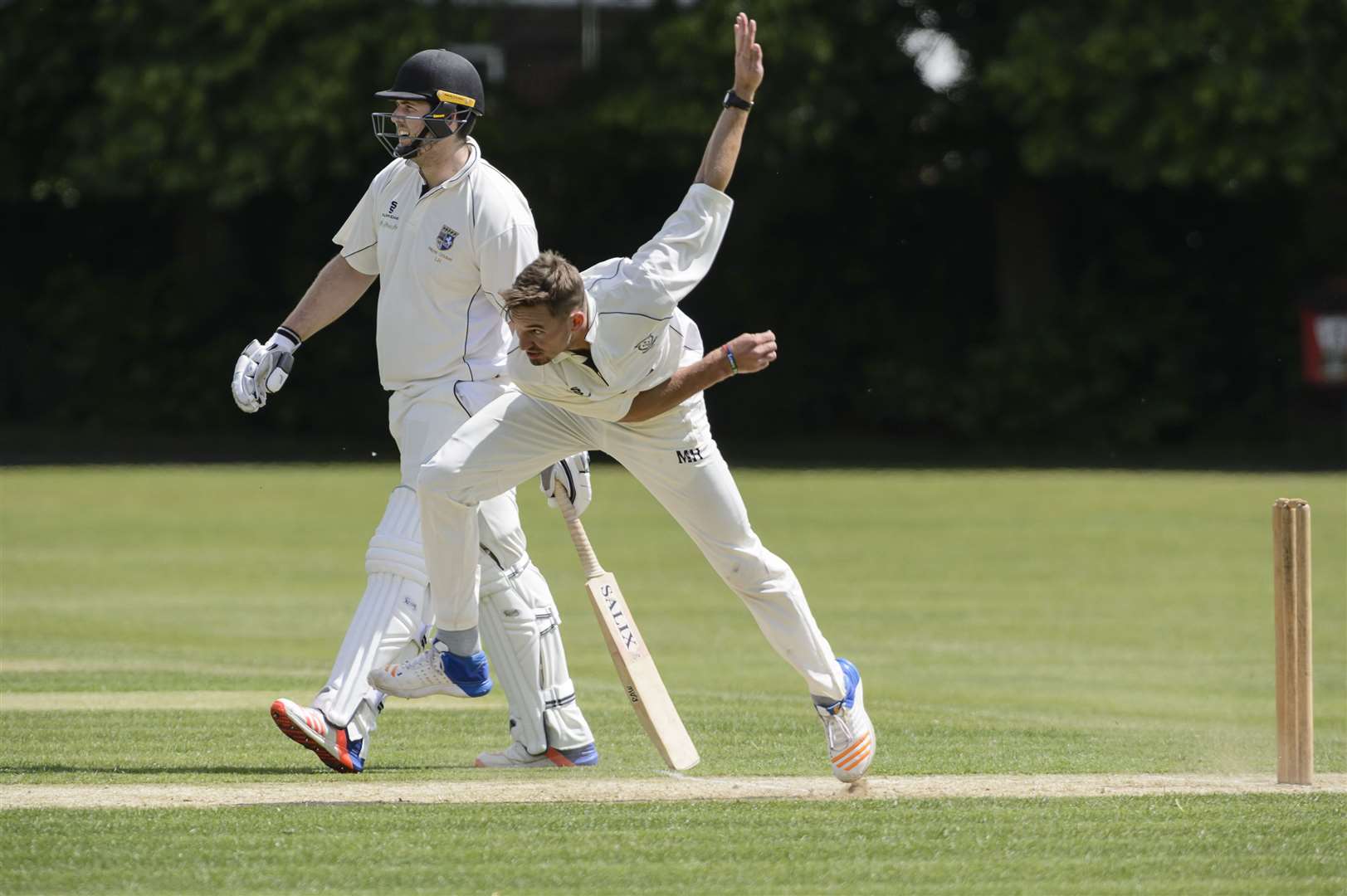 Charlie Hartley bowling for Kent League side Dartford Picture: Andy Payton