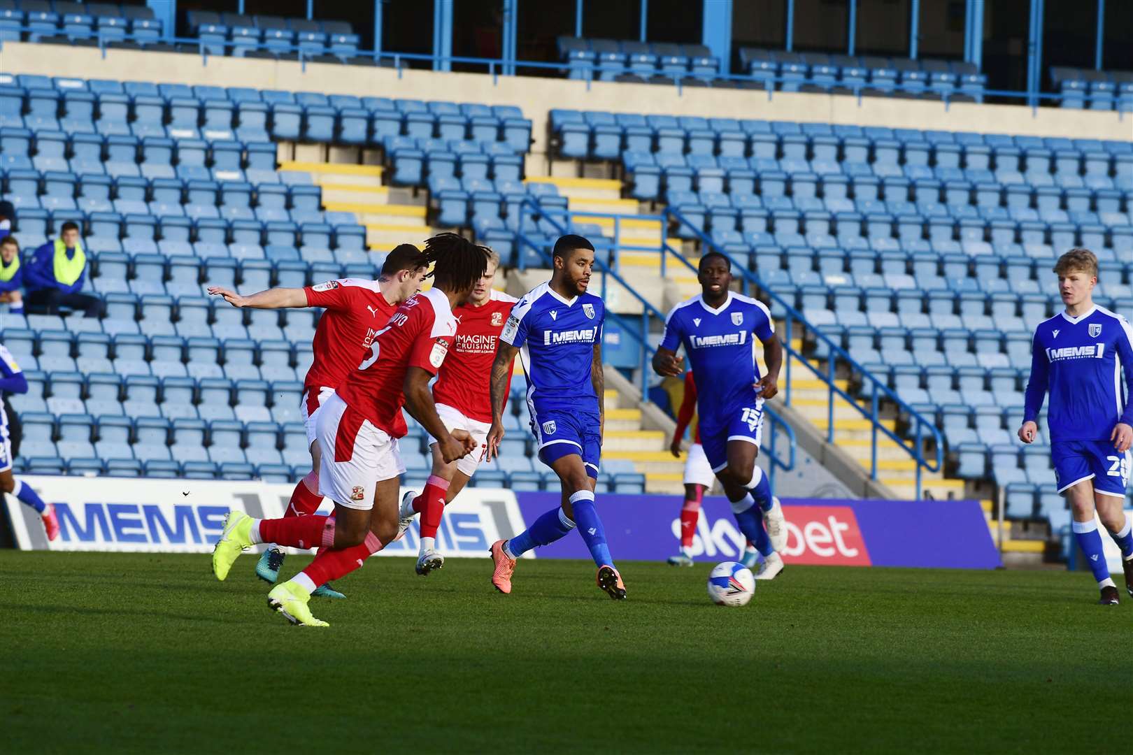 Gillingham on the attack against Swindon Picture: Barry Goodwin
