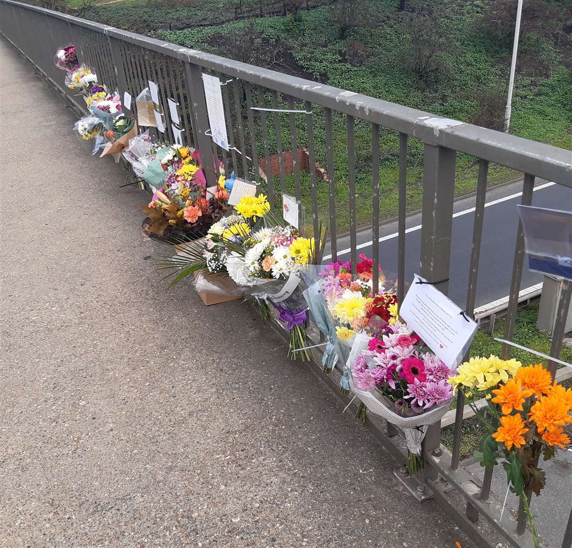 Floral tributes have been left at the scene of a fatal crash which killed two people on the A2 near Dartford Heath.