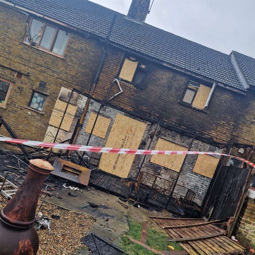 The outside of the home in Darnley Road, Strood which was destroyed by a house fire. Photo: Tierney Hodges