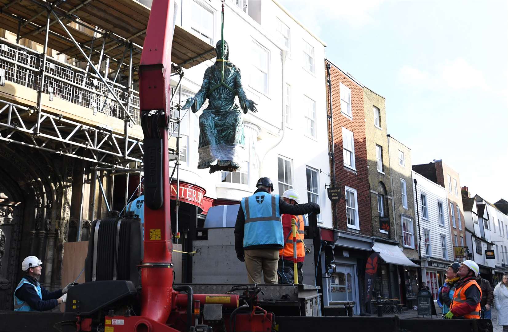 The striking statue was removed from the cathedral's entrance this morning. Picture: Canterbury Cathedral