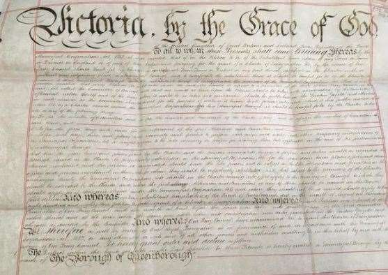 The Victorian copy of the Queenborough Charter. Picture: Des Cross/ Kent Archives