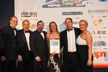 The team from XL Pools after winning a top prize at the Swimming Pool and Allied Trades Association (SPATA) Awards.