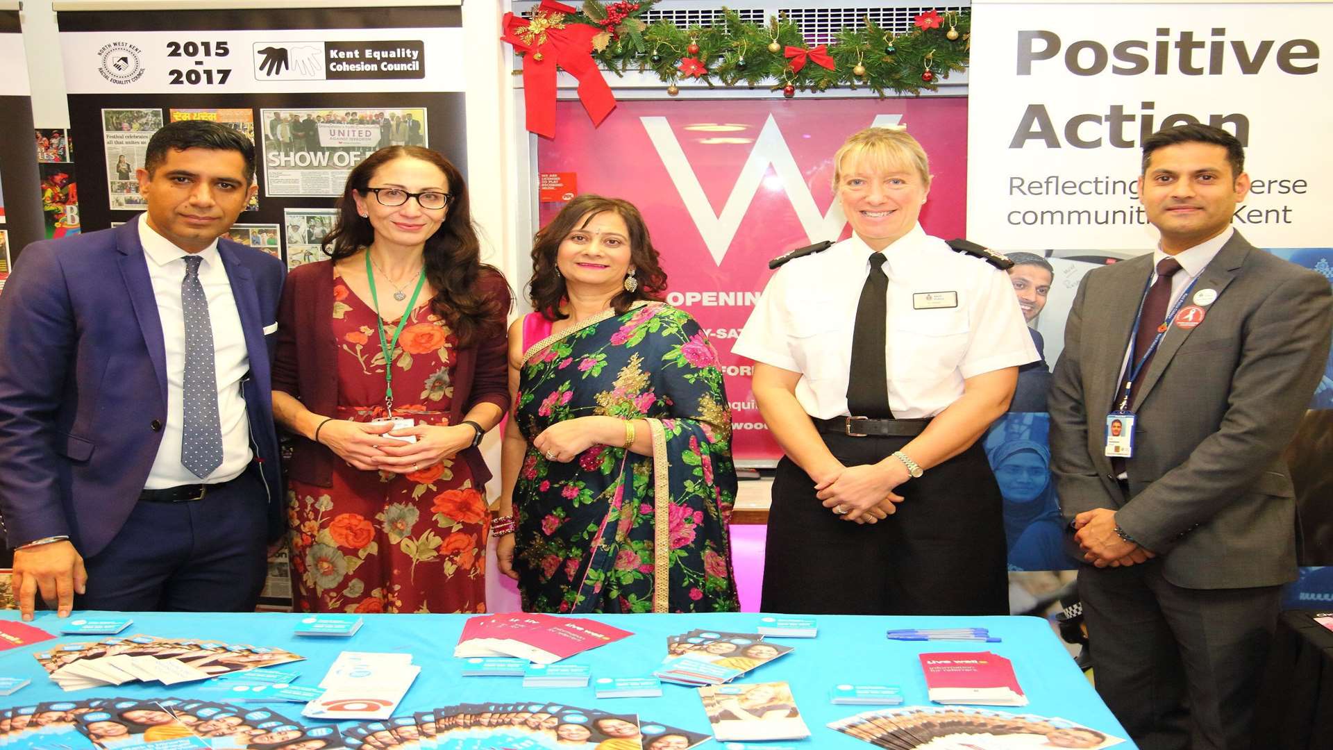 Gurvinder Sandher of the Kent Equality Cohesion Council, Kath Donald from Gravesham council, Carol Gosal of Rethink Mental Illness, Asst Chf Con Jo Shiner from Kent Police and Suki Randhawa of Kent Police Positive Action