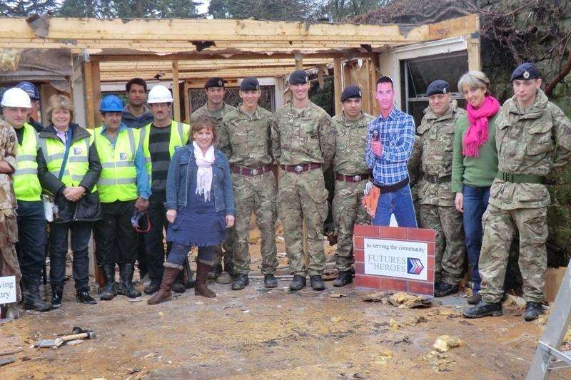 36 Engineers and Help For Heroes help demolish a therapy building at the Blackthorn Trust in Maidstone to make way for a new one