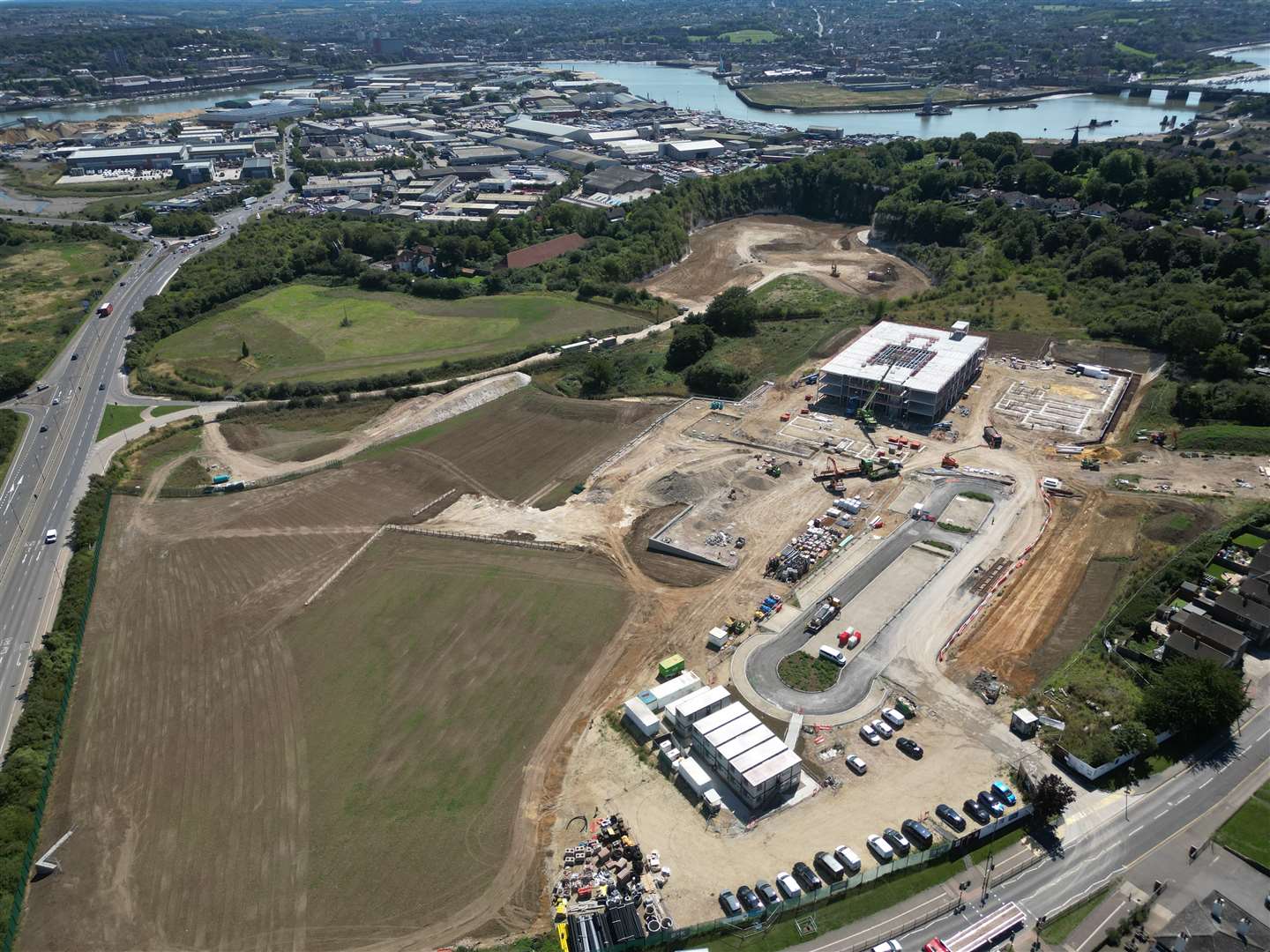 Drone images of the progress being made on the new secondary school being built by the Medway City Estate. Picture: Barry Goodwin