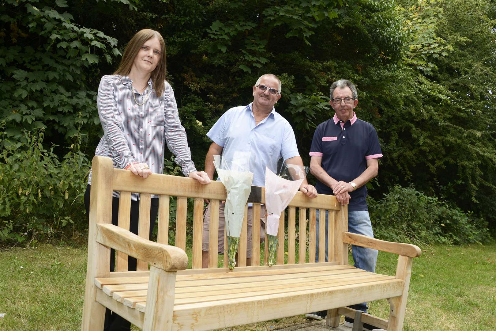 A bench was installed in memory of Amanda Champion, pictured here with her cousin Jo Champion and supporters Brian Mabb and Chris Pimm