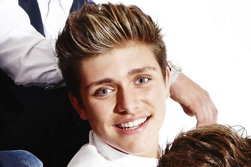 Kent's Charlie Jones, from X Factor boyband Stereo Kicks, is far right on the middle row