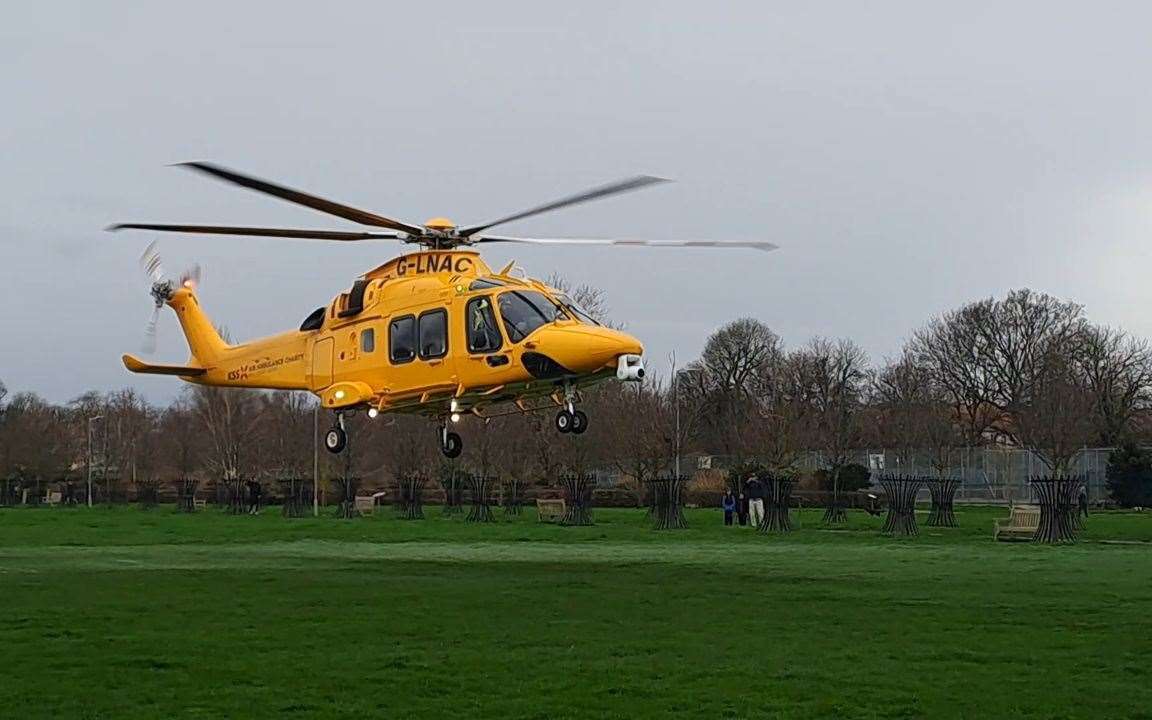 An air ambulance landed at Memorial Park in Herne Bay