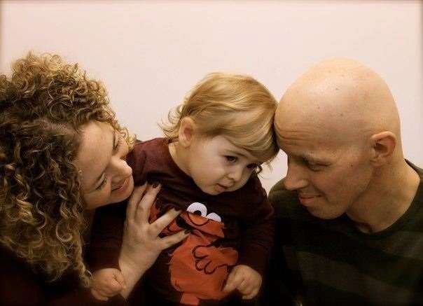 Shelley and Olly Weeks with Wayne Weeks before he died of leukaemia in 2013. Olly was 18 months old.