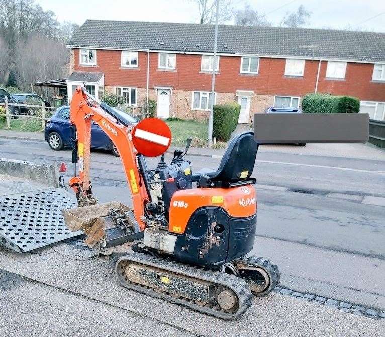 A mini digger was stolen and found by officers in Sevenoaks. Picture: @KentPoliceRural