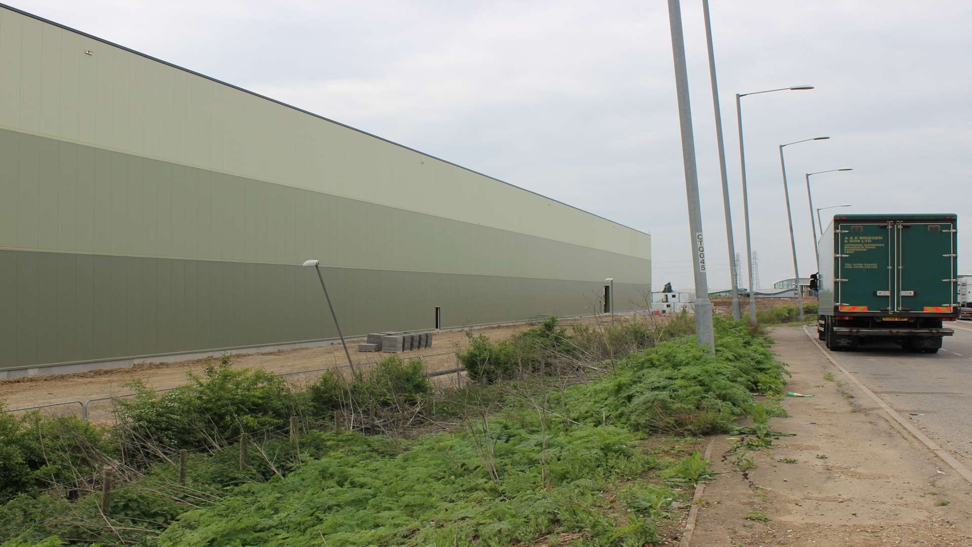 The 14-acre Aldi distribution centre at Neats Court, Queenborough, taking shape.