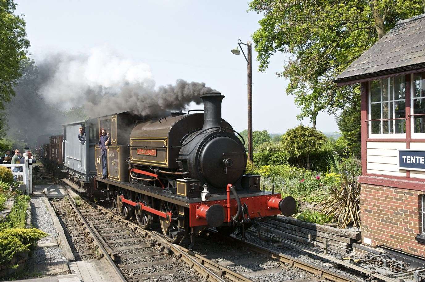 Steam trains on the Kent & East Sussex Railway at Tenterden