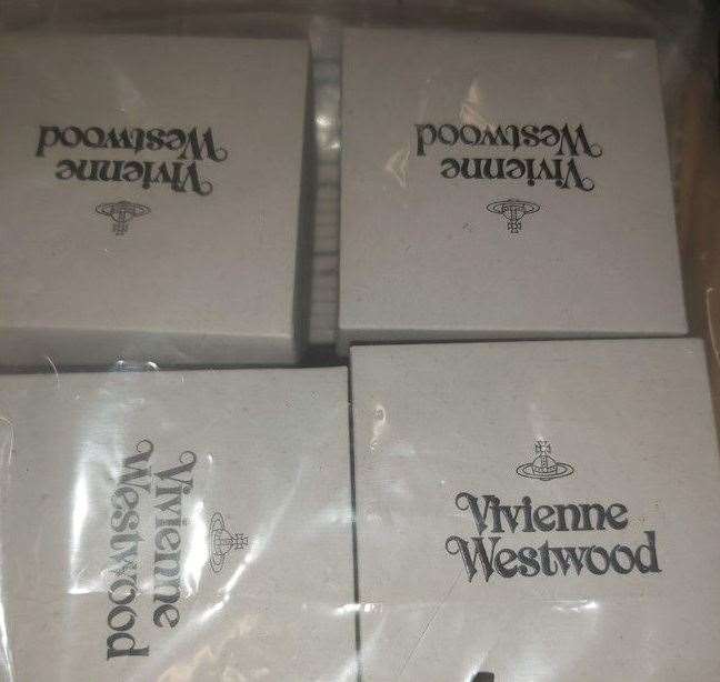 Vivienne Westwood boxes seized by police in Hoo. Picture: Kent Police