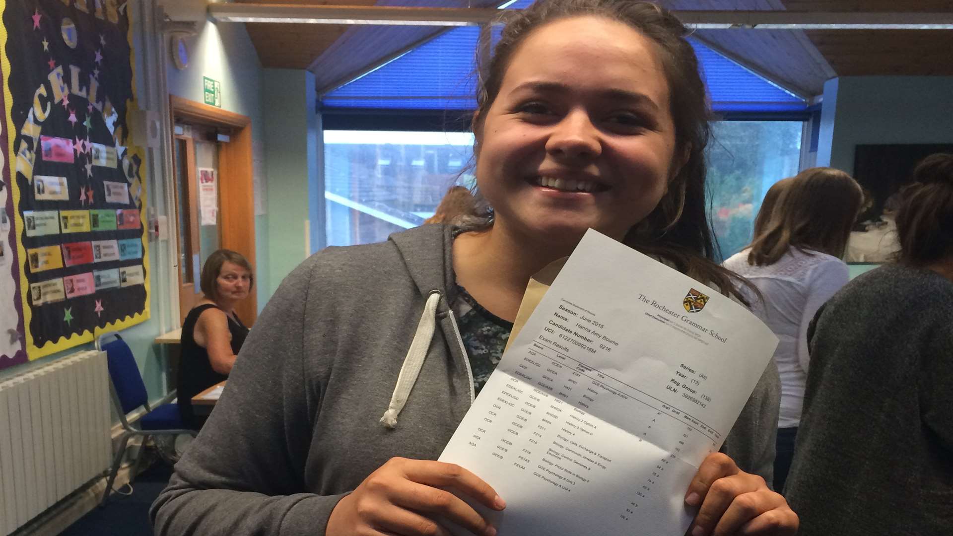 Rochester Grammar School: Hanna Bourne, 18 from Blue Bell Hill got an A* in psychology and two As in history and biology