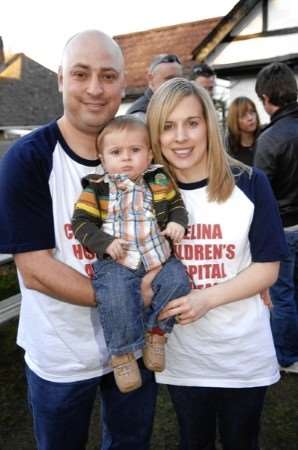 Liam Samuels with mum and dad Maxine and Craig