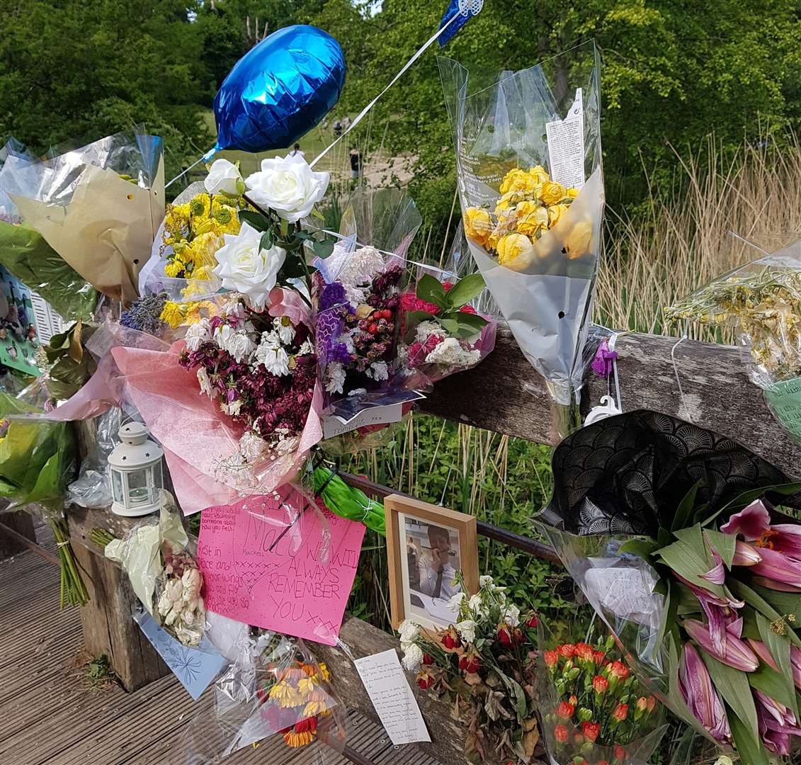 Floral tributes were left in Dunorlan Park