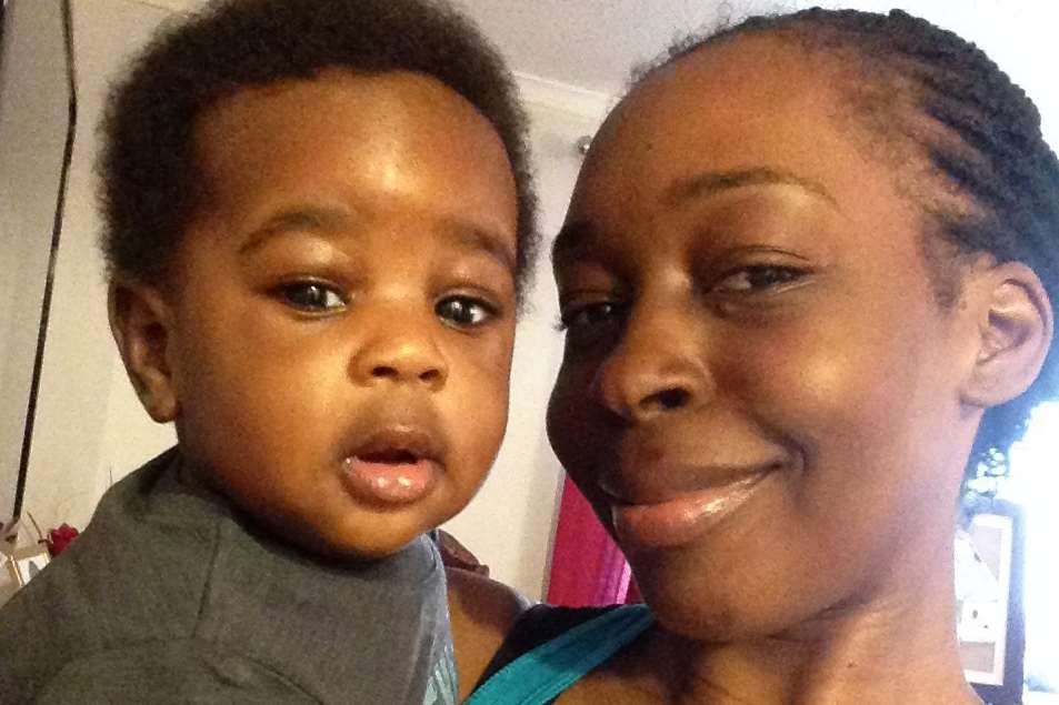 Rebecca Oladele with her nine-month-old son Joshua