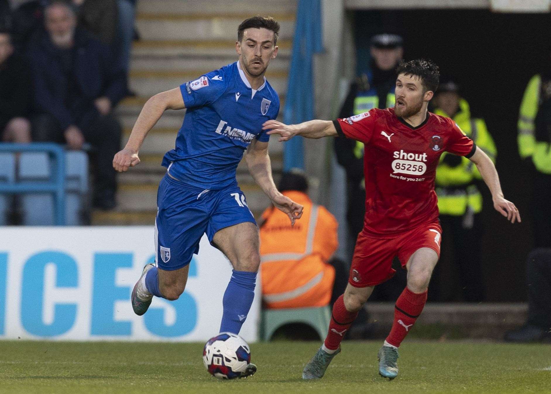 Robbie McKenzie in action for Gillingham on Tuesday night