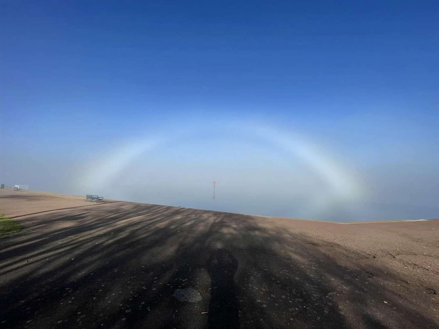 The fogbow, also known as a white rainbow, was spotted at the Strand, Gillingham. Picture: Andy France