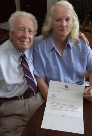 Thomas and Heather Lowne from Kingsdown with their letter from 10 Downing Street