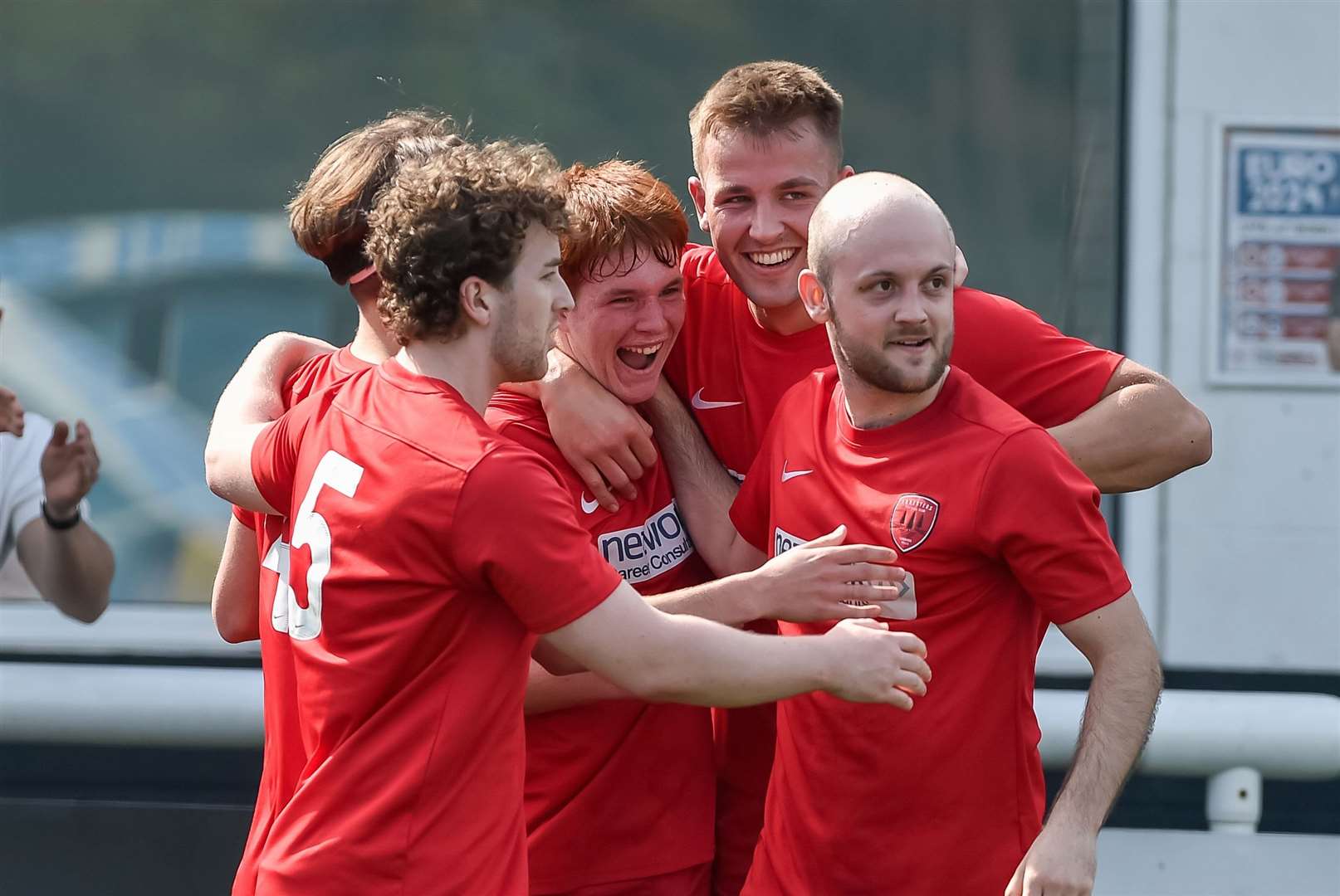 Adam Larkin (centre) scored a hat-trick for Tunbridge Wells Foresters Picture: PSP Images