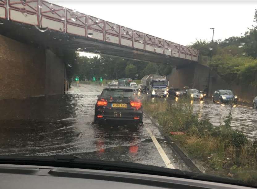 Flooding caused long delays for motorists on Pier Road in Gillingham