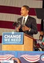 Barack Obama on the campaign trail in November. This picture was taken by Dr Rav Seeruthun and Chris Clark.