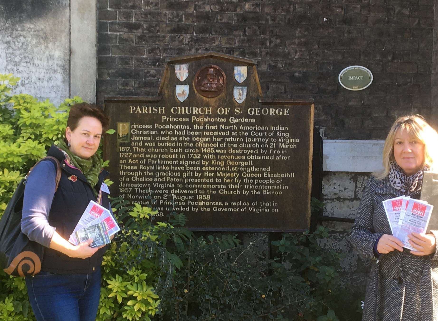 Tracy Morgan and Anne Paine outside St George's Church, Gravesend. The pair are part of a team putting together a Second World War heritage trail and the church counted Charles Constant among its congregation. He died in 1915 when the SS Marquette was sunk off Greece