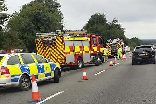 Crash on the M2 between Sittingbourne and Gillingham. Picture: @website_ser_ltd