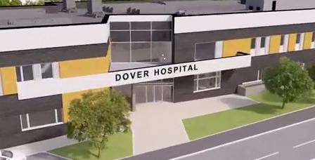 The proposed front entrance of the new Dover Hospital that is near completion